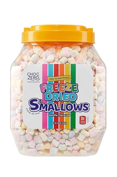 ChocZero Freeze Dried Marshmallow Bits - Zero Sugar Cereal Topping, Keto, Baking, Ice Cream, Large Value Jar, 18 Ounce (Pack of 1)