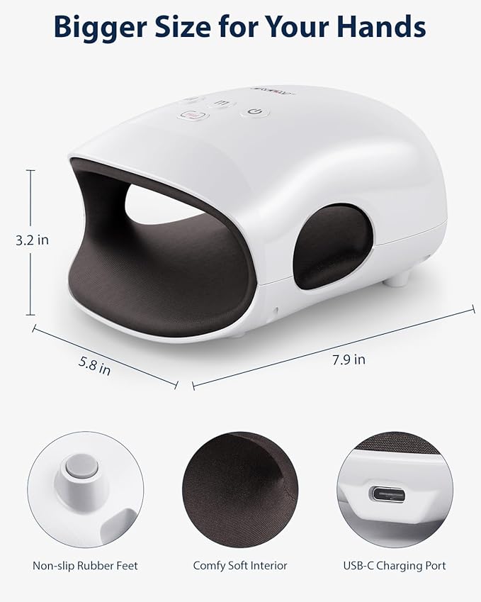 CINCOM Hand Massager - Cordless Hand Massager with Heat and Compression for Arthritis and Carpal Tunnel(FSA or HSA Eligible) (White)