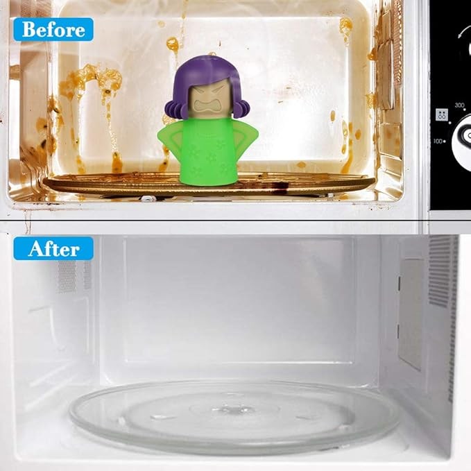 Angry Mama Microwave Cleaner Angry Mom Microwave Oven Steam Cleaner and Disinfects With Vinegar and Water for Kitchens, Steamer Cleaning Equipment Cleans the Crud in Minutes (Green)