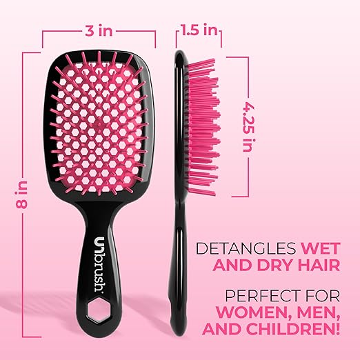 FHI Heat UNbrush Detangling Brush for Pain-Free Brushing on All Wet or Dry Hair Types — Durable DuoFlex Anti-Static Bristles, Lightweight Handle, Vented Hair Brush