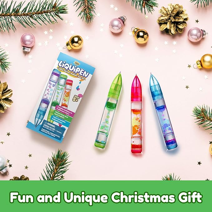 Yoya Liquipen - Liquid Motion Bubbler Pens Toy (3 Pack) - Writes Like a Regular Pen - Colorful Timer Pens Great for Stress and Anxiety Relief - Cool Fidget Toys for Kids and Adults