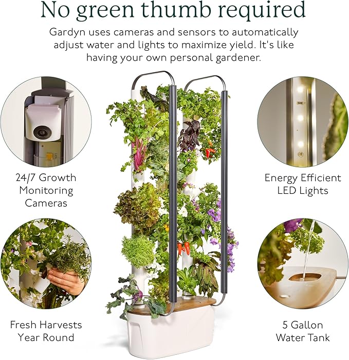 Gardyn 4.0 Bundle with Hydroponics Growing System Vertical Indoor Tower Garden, Germination Nursery & HydroBoost (4.0 Gardyn Home Kit, 30 Free Non-GMO Plants, LED Grow Lights, 30 Day Kelby Trial)