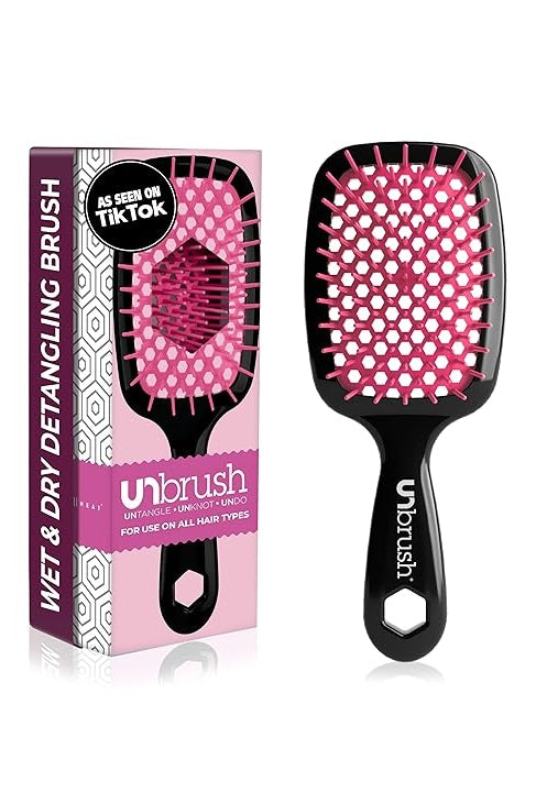 FHI Heat UNbrush Detangling Brush for Pain-Free Brushing on All Wet or Dry Hair Types — Durable DuoFlex Anti-Static Bristles, Lightweight Handle, Vented Hair Brush